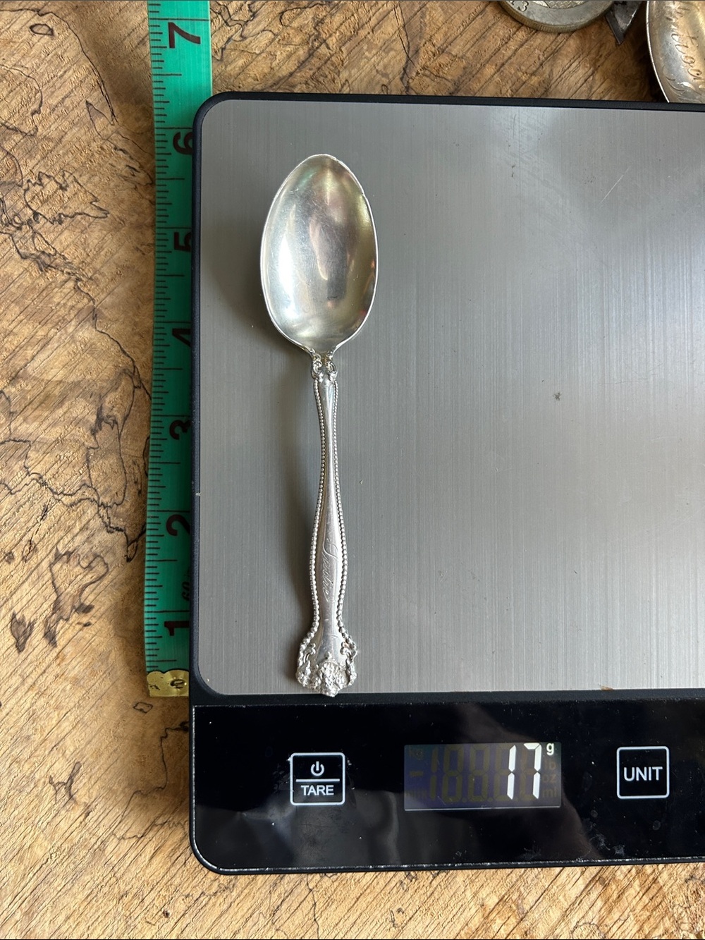 17 gram Sterling Silver Spoon - Decorative Beaded Handle 5 inch .925
